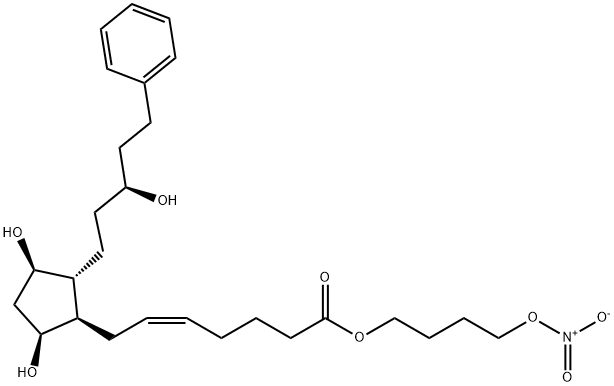 5-Heptenoic acid, 7-[(1R,2R,3R,5S)-3,5-dihydroxy-2-[(3S)-3-hydroxy-5-phenylpentyl]cyclopentyl]-, 4-(nitrooxy)butyl ester, (5Z)- Structure