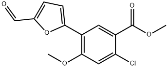 Benzoic acid, 2-chloro-5-(5-formyl-2-furanyl)-4-methoxy-, methyl ester 구조식 이미지