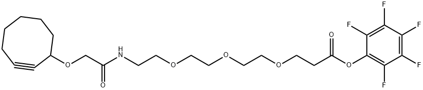 Propanoic acid, 3-[2-[2-[2-[[2-(2-cyclooctyn-1-yloxy)acetyl]amino]ethoxy]ethoxy]ethoxy]-, 2,3,4,5,6-pentafluorophenyl ester 구조식 이미지