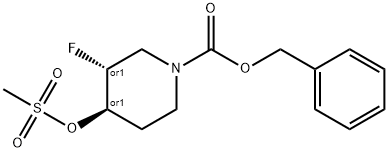 benzyl Trans-3-fluoro-4-((methylsulfonyl)oxy)piperidine-1-carboxylate racemate Structure