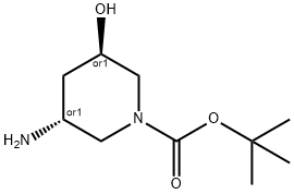 1-Piperidinecarboxylic acid, 3-amino-5-hydroxy-, 1,1-dimethylethyl ester, (3R,5R)-rel- Structure
