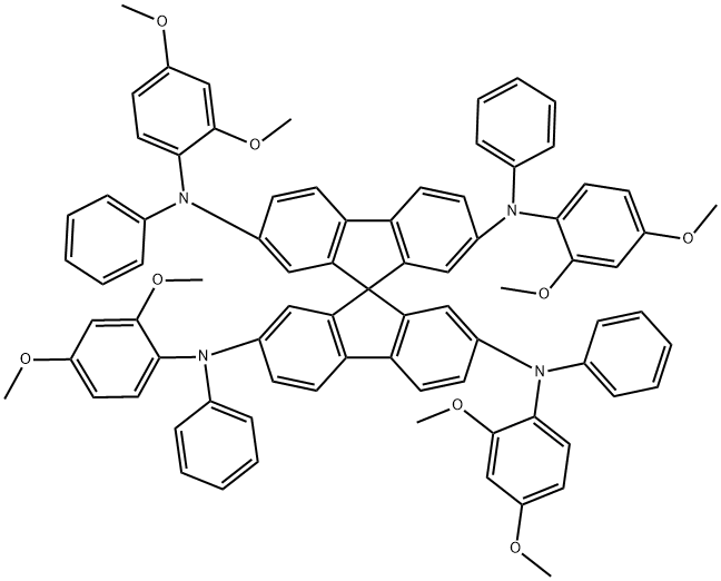 N2,N2',N7,N7'-tetrakis(2,4-dimethoxyphenyl)-N2,N2',N7,N7'-tetraphenyl- 9,9'-spirobi[fluorene]-2,2',7,7'-tetraamine 구조식 이미지