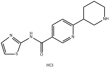 3-Pyridinecarboxamide, 6-(3-piperidinyl)-N-2-thiazolyl-, hydrochloride (1:2) Structure