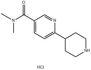 3-Pyridinecarboxamide, N,N-dimethyl-6-(4-piperidinyl)-, hydrochloride (1:2) 구조식 이미지