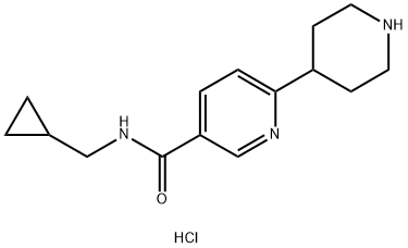 3-Pyridinecarboxamide, N-(cyclopropylmethyl)-6-(4-piperidinyl)-, hydrochloride (1:2) Structure