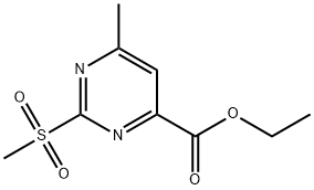 4-Pyrimidinecarboxylic acid, 6-methyl-2-(methylsulfonyl)-, ethyl ester Structure
