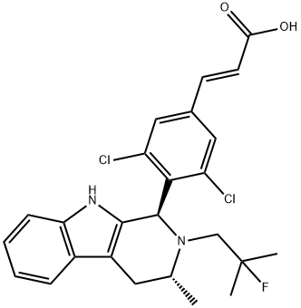 3-(3,5-dichloro-4-((1R,3R)-2-(2-fluoro-2-methylpropyl)-3-methyl-2,3,4,9-tetrahydro-1H-pyrido[3,4-b]indol-1-yl)phenyl)acrylic acid Structure