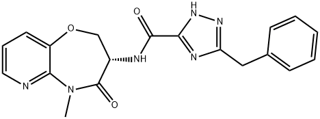 1H-1,2,4-Triazole-5-carboxamide, 3-(phenylmethyl)-N-[(3S)-2,3,4,5-tetrahydro-5-methyl-4-oxopyrido[3,2-b][1,4]oxazepin-3-yl]- Structure