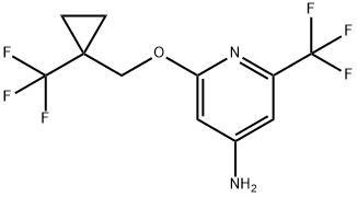 2-(Trifluoromethyl)-6-((1-(trifluoromethyl)cyclopropyl)methoxy)pyridin-4-amine 구조식 이미지