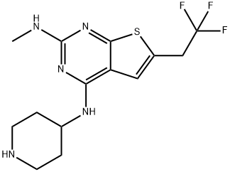 Thieno[2,3-d]pyrimidine-2,4-diamine, N2-methyl-N4-4-piperidinyl-6-(2,2,2-trifluoroethyl)- 구조식 이미지
