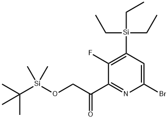 Ethanone, 1-[6-bromo-3-fluoro-4-(triethylsilyl)-2-pyridinyl]-2-[[(1,1-dimethylethyl)dimethylsilyl]oxy]- Structure