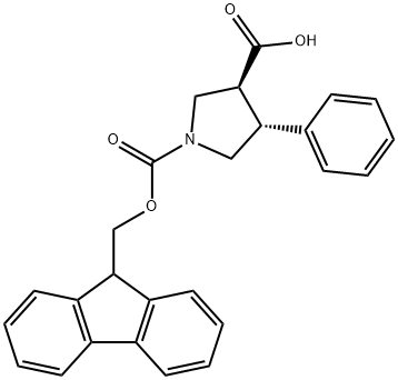 1,3-Pyrrolidinedicarboxylic acid, 4-phenyl-, 1-(9H-fluoren-9-ylmethyl) ester, (3S,4R)- Structure