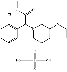 methyl 2-(2-chlorophenyl)-2-(4,5-dihydrothieno[2,3-c]pyridin-6(7H)-yl)acetate, sulfuric acid 구조식 이미지