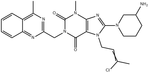 1H-Purine-2,6-dione, 8-(3-amino-1-piperidinyl)-7-(3-chloro-2-buten-1-yl)-3,7-dihydro-3-methyl-1-[(4-methyl-2-quinazolinyl)methyl]- Structure