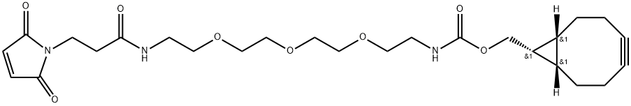 5,?8,?11-?Trioxa-?2,?14-?diazaheptadecanoic acid, 17-?(2,?5-?dihydro-?2,?5-?dioxo-?1H-?pyrrol-?1-?yl)?-?15-?oxo-?, (1R,?8S)?-?bicyclo[6.1.0]?non-?4-?yn-?9-?ylmethyl ester, rel- 구조식 이미지