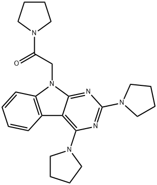 Ethanone, 2-(2,4-di-1-pyrrolidinyl-9H-pyrimido[4,5-b]indol-9-yl)-1-(1-pyrrolidinyl)- Structure