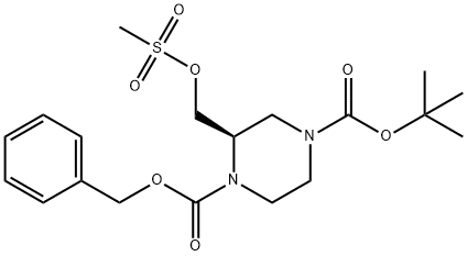 1,4-Piperazinedicarboxylic acid, 2-[[(methylsulfonyl)oxy]methyl]-, 4-(1,1-dimethylethyl) 1-(phenylmethyl) ester, (2R)- Structure