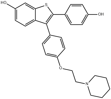 Benzo[b]thiophene-6-ol, 2-(4-hydroxyphenyl)-3-[4-[2-(1-piperidinyl)ethoxy]phenyl]- 구조식 이미지