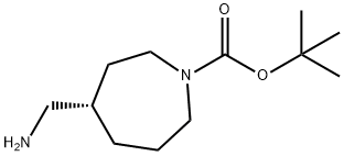 1H-Azepine-1-carboxylic acid, 4-(aminomethyl)hexahydro-, 1,1-dimethylethyl ester… 구조식 이미지