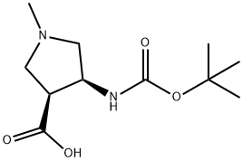 3-Pyrrolidinecarboxylic acid, 4-[[(1,1-dimethylethoxy)carbonyl]amino]-1-methyl-, (3S,4S)- Structure