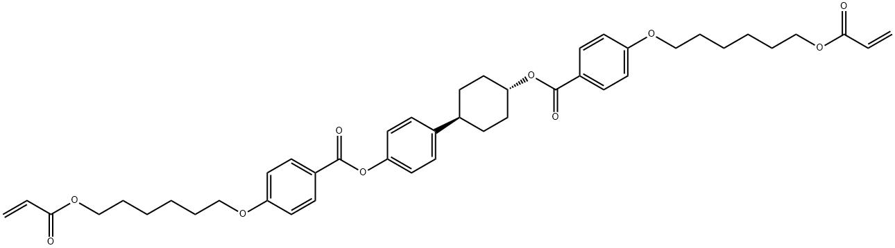 Benzoic acid, 4-[[6-[(1-oxo-2-propen-1-yl)oxy]hexyl]oxy]-, 4-[trans-4-[[4-[[6-[(1-oxo-2-propen-1-yl)oxy]hexyl]oxy]benzoyl]oxy]cyclohexyl]phenyl ester 구조식 이미지