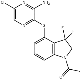 Ethanone, 1-[4-[(3-amino-5-chloro-2-pyrazinyl)thio]-3,3-difluoro-2,3-dihydro-1H-indol-1-yl]- Structure