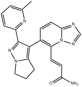 2-Propenamide, 3-[6-[5,6-dihydro-2-(6-methyl-2-pyridinyl)-4H-pyrrolo[1,2-b]pyrazol-3-yl][1,2,4]triazolo[1,5-a]pyridin-5-yl]-, (2E)- 구조식 이미지