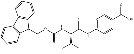 Benzoic acid, 4-[[(2S)-2-[[(9H-fluoren-9-ylmethoxy)carbonyl]amino]-3,3-dimethyl-1-oxobutyl]amino]- Structure