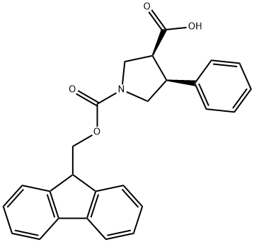 1,3-Pyrrolidinedicarboxylic acid, 4-phenyl-, 1-(9H-fluoren-9-ylmethyl) ester, (3S,4S)- Structure