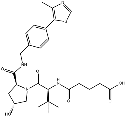 L-Prolinamide, N-(4-carboxy-1-oxobutyl)-3-methyl-L-valyl-4-hydroxy-N-[[4-(4-methyl-5-thiazolyl)phenyl]methyl]-, (4R)- Structure