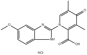 2-Pyridinecarboxylic acid, 1,4-dihydro-1-(6-methoxy-1H-benzimidazol-2-yl)-3,5-dimethyl-4-oxo-, hydrochloride (1:1) Structure