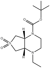 Thieno[3,4-b]pyrazine-1(2H)-carboxylic acid, 4-ethylhexahydro-, 1,1-dimethylethyl ester, 6,6-dioxide, (4aS,7aR)- 구조식 이미지
