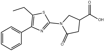 3-Pyrrolidinecarboxylic acid, 1-(5-ethyl-4-phenyl-2-thiazolyl)-5-oxo- Structure