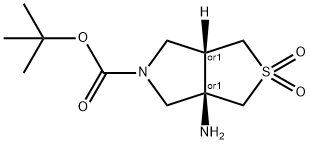 rac-tert-butyl (3aR,6aS)-3a-amino-2,2-dioxo-hexahydro-1H-2lambda6-thieno[3,4-c]pyrrole-5-carboxylate, trans Structure