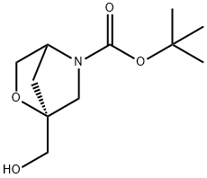 2-Oxa-5-azabicyclo[2.2.1]heptane-5-carboxylic acid, 1-(hydroxymethyl)-, 1,1-dimethylethyl ester, (1S)- Structure