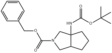 Cyclopenta[c]pyrrole-2(1H)-carboxylic acid, 3a-[[(1,1-dimethylethoxy)carbonyl]amino]hexahydro-, phenylmethyl ester Structure