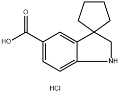 spiro[cyclopentane-1,3'-indoline]-5'-carboxylic acid hydrochloride Structure