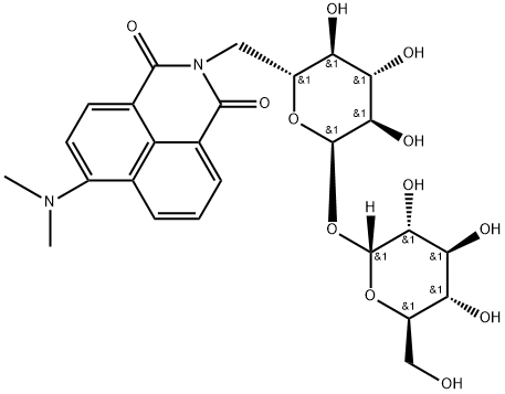 a-D-Glucopyranoside, a-D-glucopyranosyl 6-deoxy-6-[6-(dimethylamino)-1,3-dioxo-1Hbenz[de]isoquinolin-2(3H)-yl]- Structure