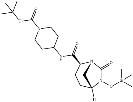 1-Piperidinecarboxylic acid, 4-[[[(1R,2S,5R)-7-oxo-6-[(trimethylsilyl)oxy]-1,6-diazabicyclo[3.2.1]oct-2-yl]carbonyl]amino]-, 1,1-dimethylethyl ester Structure