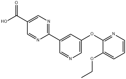 5-Pyrimidinecarboxylic acid, 2-[5-[(3-ethoxy-2-pyridinyl)oxy]-3-pyridinyl]- Structure