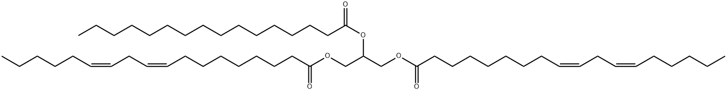 9,12-Octadecadienoic acid (9Z,12Z)-, 1,1'-[2-[(1-oxohexadecyl)oxy]-1,3-propanediyl] ester Structure