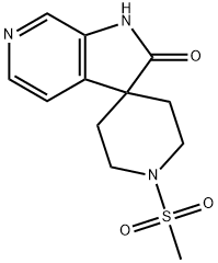 1-(Methylsulfonyl)spiro[piperidine-4,3′-[3H]pyrrolo[2,3-c]pyridin]-2′(1′H)-one 구조식 이미지