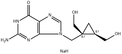 6H-Purin-6-one, 2-amino-9-[[(1S,2R)-1,2-bis(hydroxymethyl)cyclopropyl]methyl]-1,9-dihydro-, sodium salt (1:1) Structure