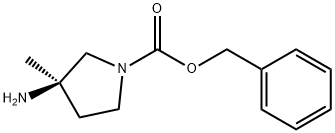 1-Pyrrolidinecarboxylic acid, 3-amino-3-methyl-, phenylmethyl ester, (3R)- Structure