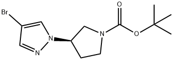 1-Pyrrolidinecarboxylic acid, 3-(4-bromo-1H-pyrazol-1-yl)-, 1,1-dimethylethyl ester, (3R)- 구조식 이미지