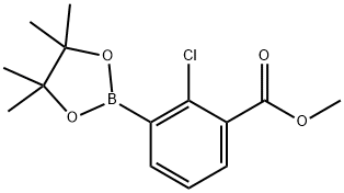 Benzoic acid, 2-chloro-3-(4,4,5,5-tetramethyl-1,3,2-dioxaborolan-2-yl)-, methyl ester Structure
