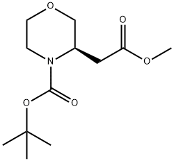 3-Morpholineacetic acid, 4-[(1,1-dimethylethoxy)carbonyl]-, methyl ester, (3R)- Structure