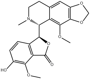1(3H)-Isobenzofuranone, 6-hydroxy-7-methoxy-3-[(5R)-5,6,7,8-tetrahydro-4-methoxy-6-methyl-1,3-dioxolo[4,5-g]isoquinolin-5-yl]-, (3S)- 구조식 이미지