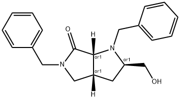 rel-(2R,3aR,6aR)-1,5-Dibenzyl-2-(hydroxymethyl)hexahydropyrrolo[3,4-b]pyrrol-6(1H)-one 구조식 이미지