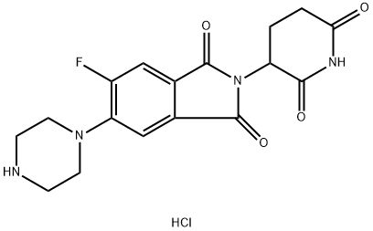 2-(2,6-DIOXOPIPERIDIN-3-YL)-5-FLUORO-6-(PIPERAZIN-1-YL)ISOINDOLINE-1,3-DIONE HCL Structure